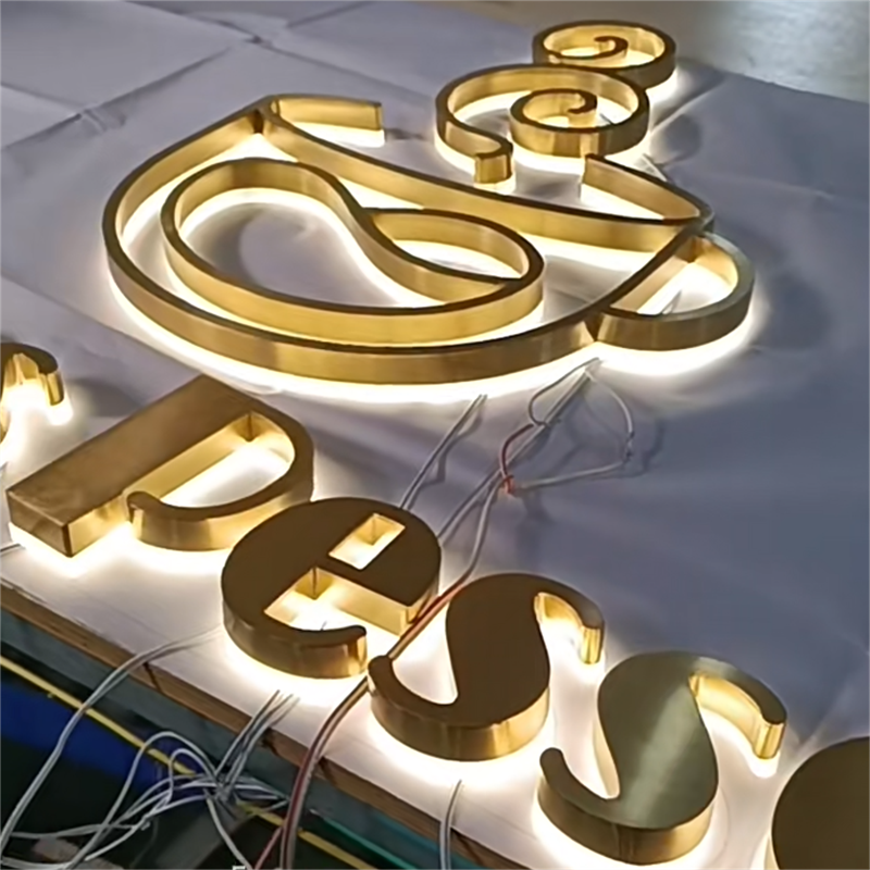 3d Custom Led Logo Sign Stainless Steel Channel Letter Lighted Outdoor Business Sign for Shop