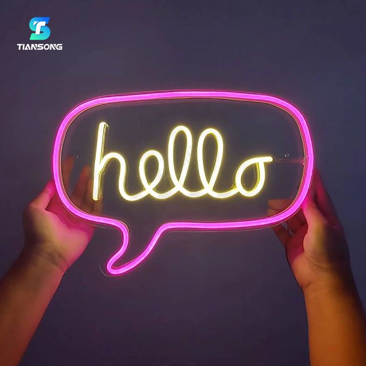 Best Price Custom Acrylic 3D Neon Logo Light Colorful Pink Red LED Sign for Outdoor Application Gorgeous 'Hello' for Home Decor