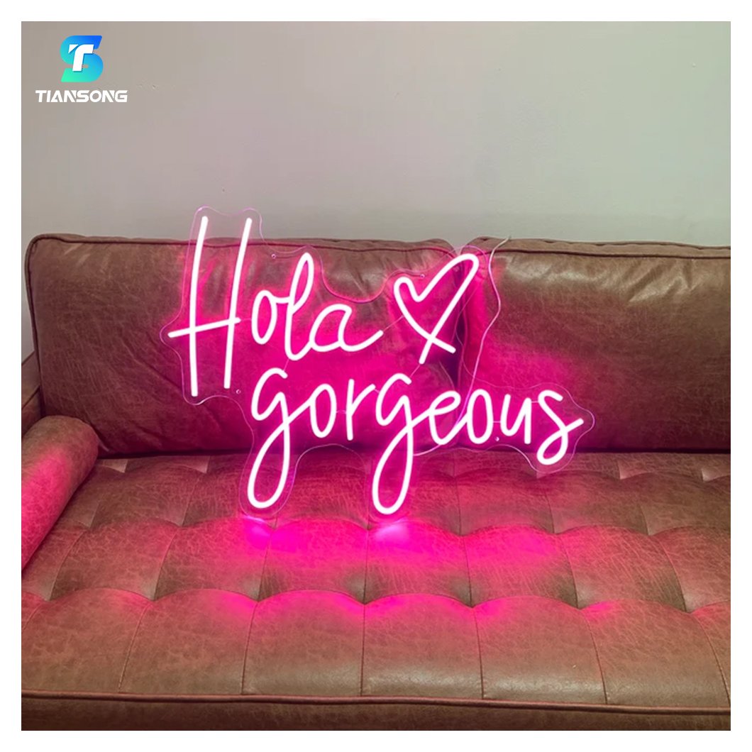 Best Price Custom Acrylic 3D Neon Logo Light Colorful Pink Red LED Sign for Outdoor Application Gorgeous 'Hello' for Home Decor