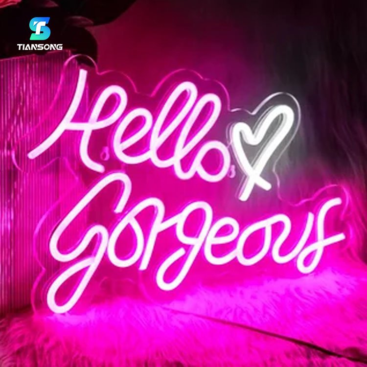 Best Price Custom Acrylic 3D Neon Logo Light Colorful Pink Red LED Sign for Outdoor Application Gorgeous 'Hello' for Home Decor