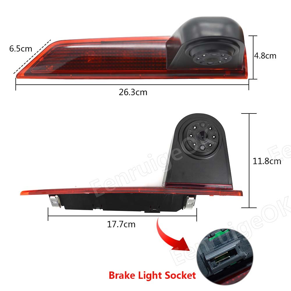 HD Night Vision Van Reversing Rear View Reverse Backup Parking Camera 3rd LED Brake Light Camera for Ford Transit Custom