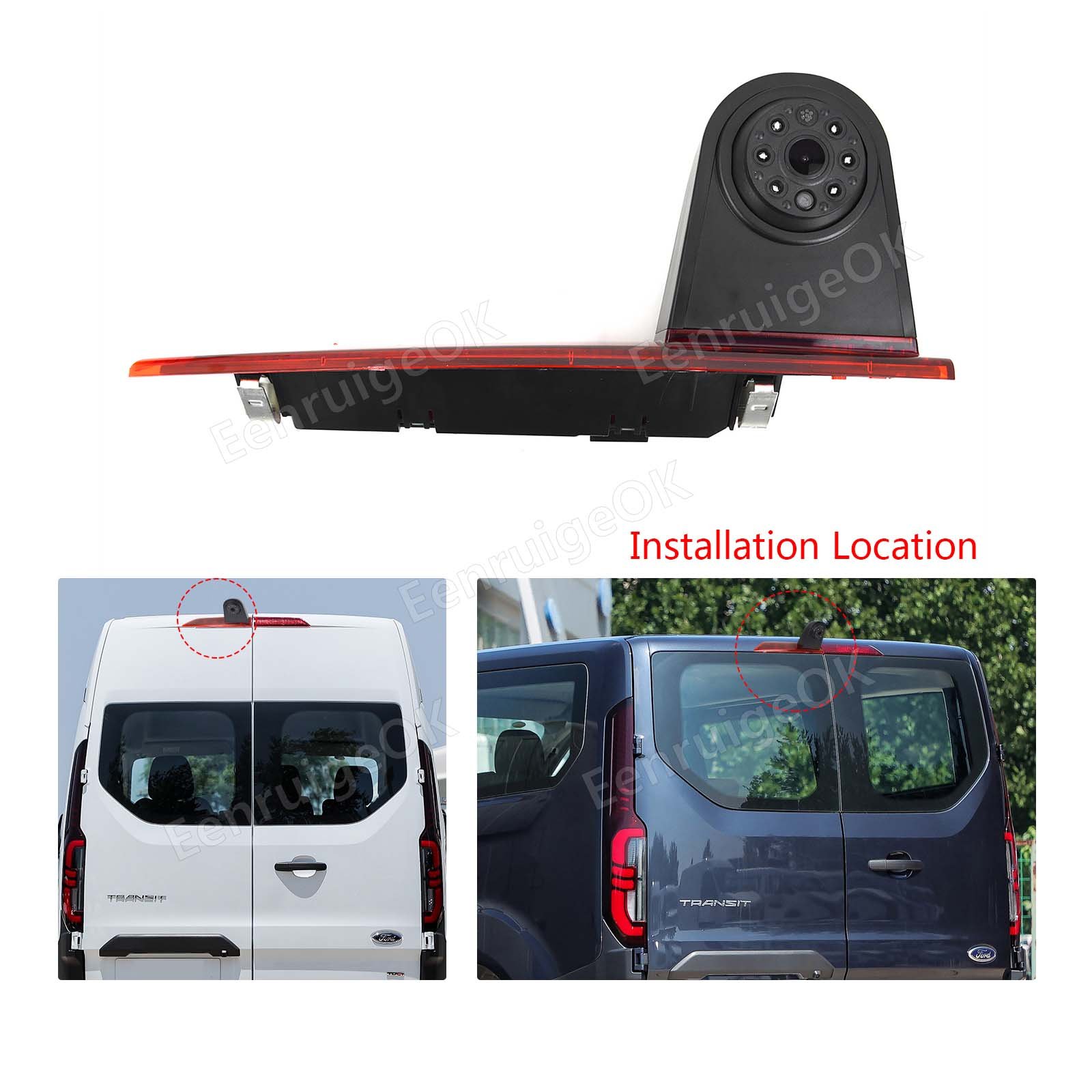 HD Night Vision Van Reversing Rear View Reverse Backup Parking Camera 3rd LED Brake Light Camera for Ford Transit Custom