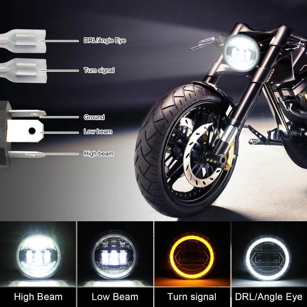 FDN New Jeep Motorcycle Work Lights Angel Eye 5.75inch Round Led Headlight for off Road Wrangler JL JK Accesorios Para Motos