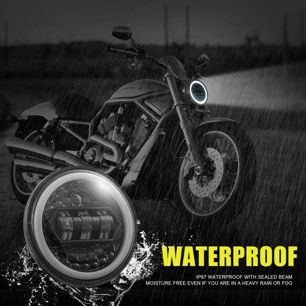 FDN New Jeep Motorcycle Work Lights Angel Eye 5.75inch Round Led Headlight for off Road Wrangler JL JK Accesorios Para Motos