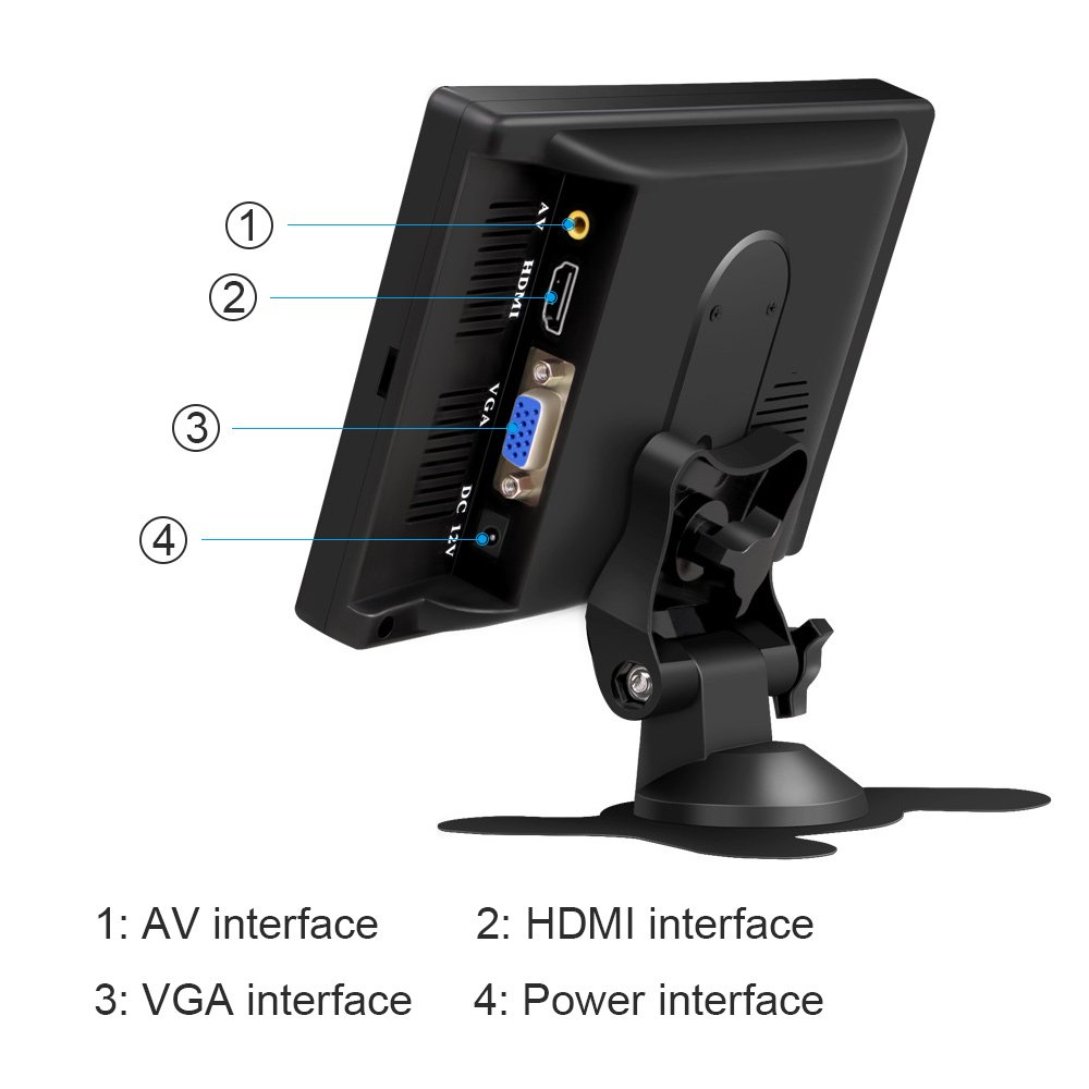 ZYX RTS 7 Inch Monitor VGA+HD +AV Car Screen for Semi-trail Truck the 5th Wheel Trailer Bus Camper