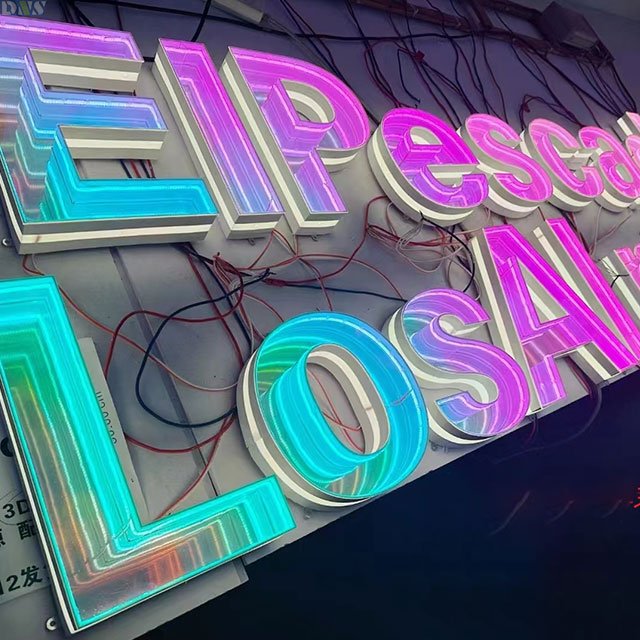 Custom Colorful Multicolor Neon Infinity Wall Mirror Abyss Mirror 3d Led Infinity Mirror Sign Building Signage