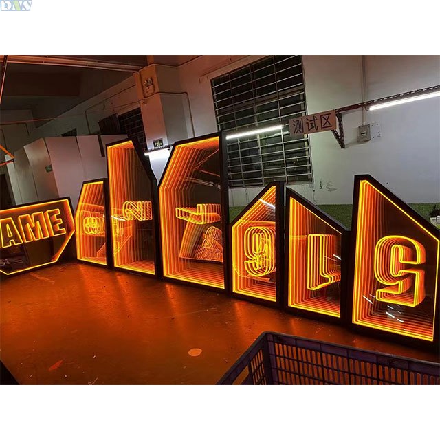 Custom Colorful Multicolor Neon Infinity Wall Mirror Abyss Mirror 3d Led Infinity Mirror Sign Building Signage