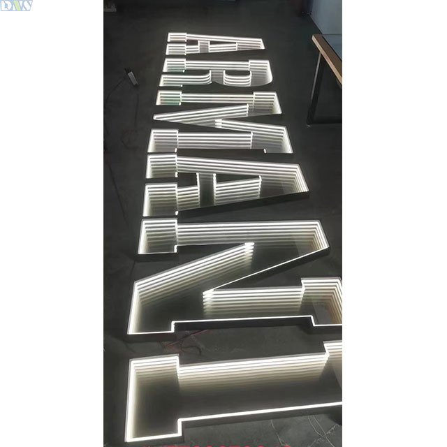 Custom Colorful Multicolor Neon Infinity Wall Mirror Abyss Mirror 3d Led Infinity Mirror Sign Building Signage