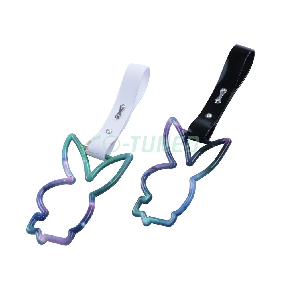 Universal JDM Starry Sky Color Galaxy Bunny Shape Tsurikawa Ring Animal Train Bus Handle Hand Drift Charm Strap for Warning Tag