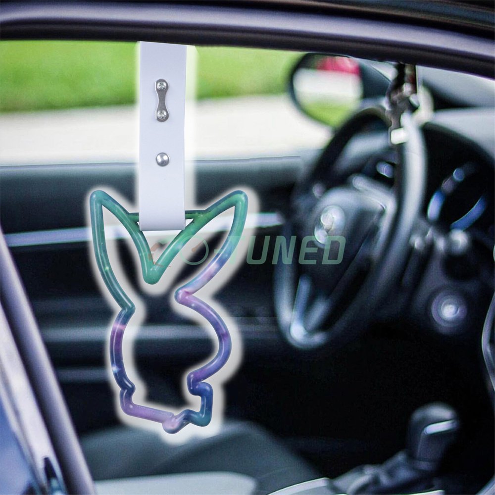 Universal JDM Starry Sky Color Galaxy Bunny Shape Tsurikawa Ring Animal Train Bus Handle Hand Drift Charm Strap for Warning Tag