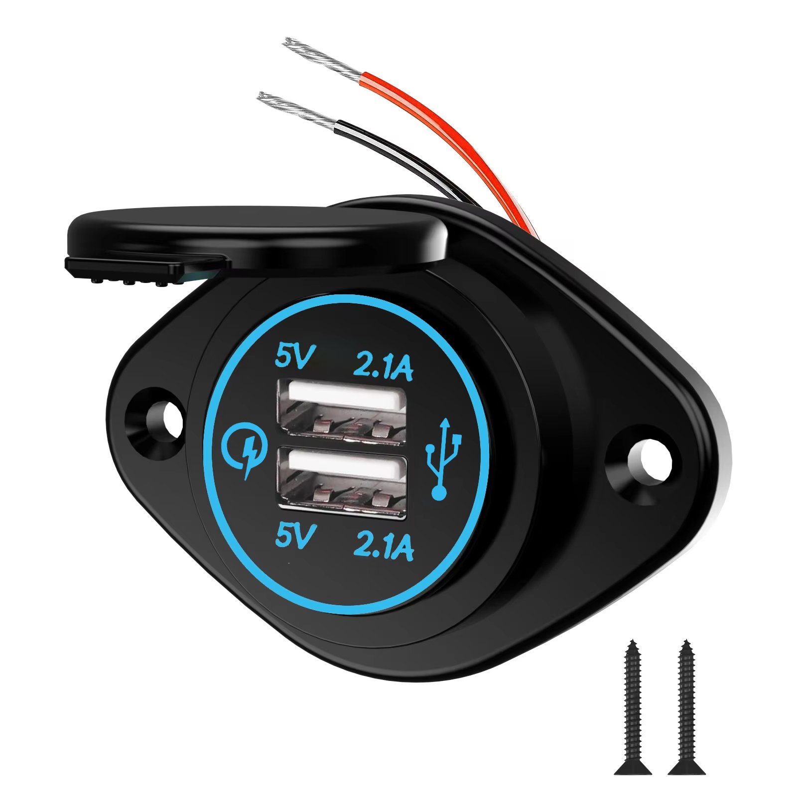 Factory Price 21W 5V/2.1A Dual USB Wall Outlet Car Charger With Flip-top Lid Mount for Cars Bus Boat RV Automotive Marine ATV