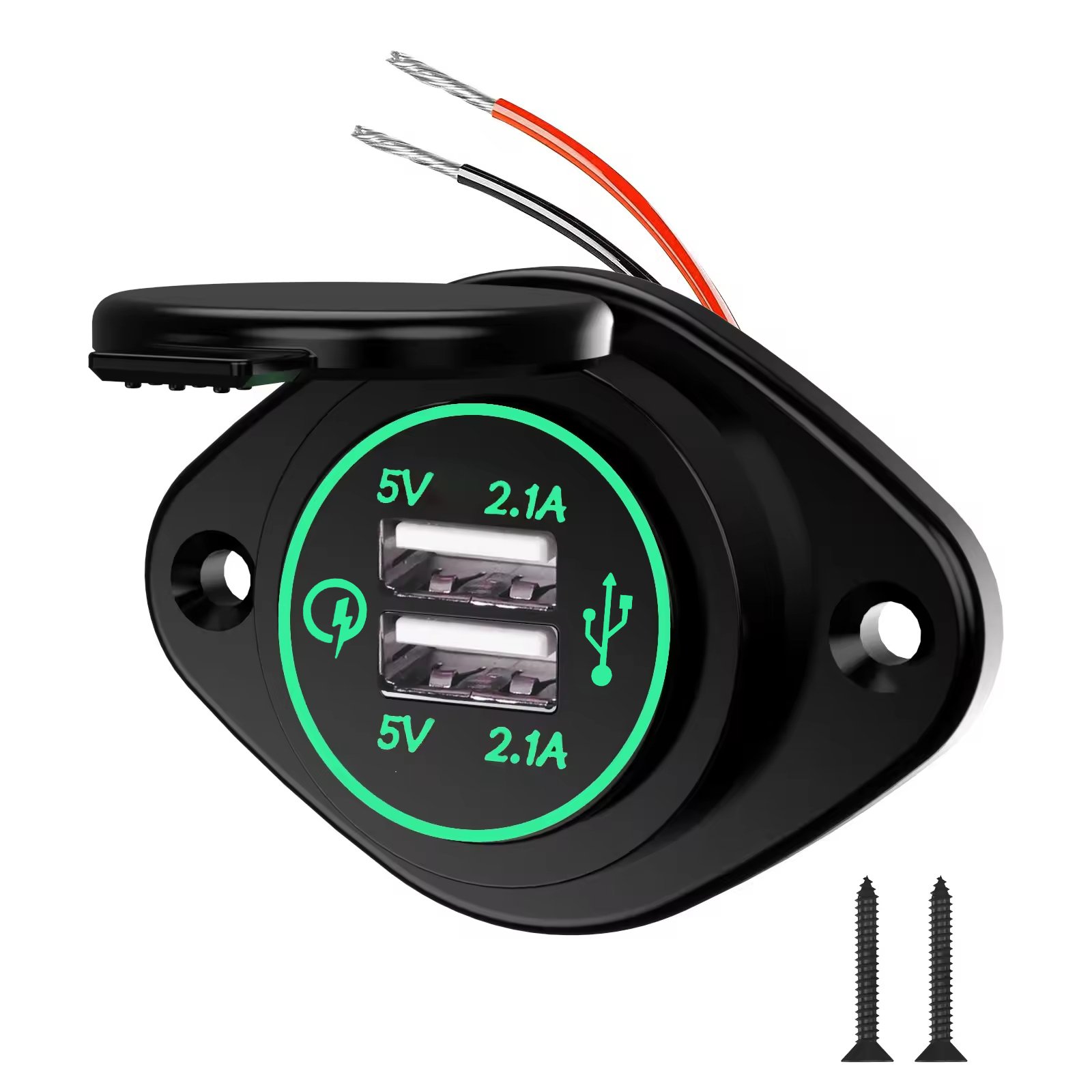 Factory Price 21W 5V/2.1A Dual USB Wall Outlet Car Charger With Flip-top Lid Mount for Cars Bus Boat RV Automotive Marine ATV