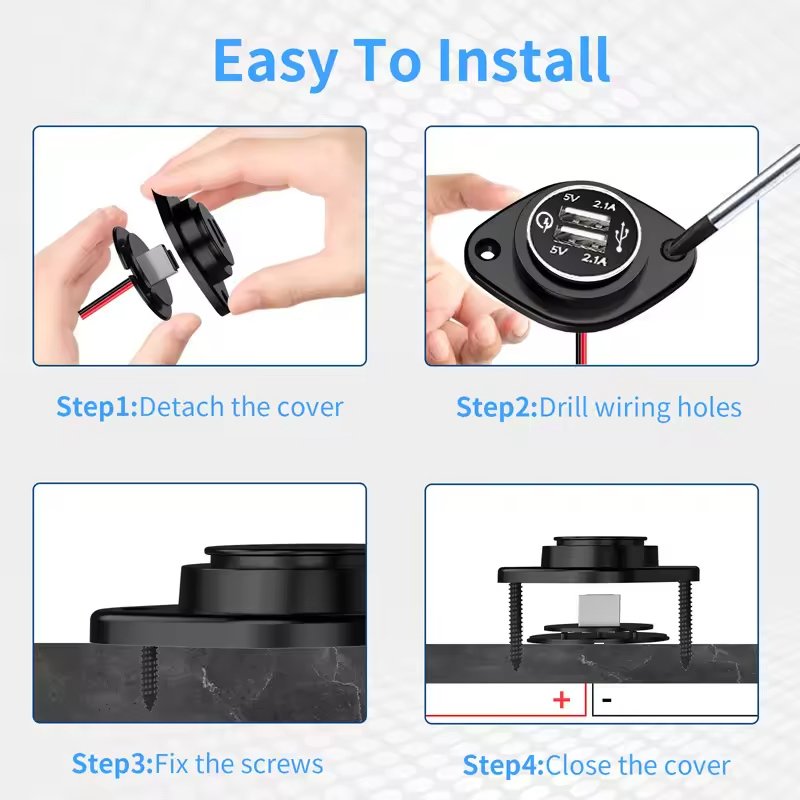 Factory Price 21W 5V/2.1A Dual USB Wall Outlet Car Charger With Flip-top Lid Mount for Cars Bus Boat RV Automotive Marine ATV