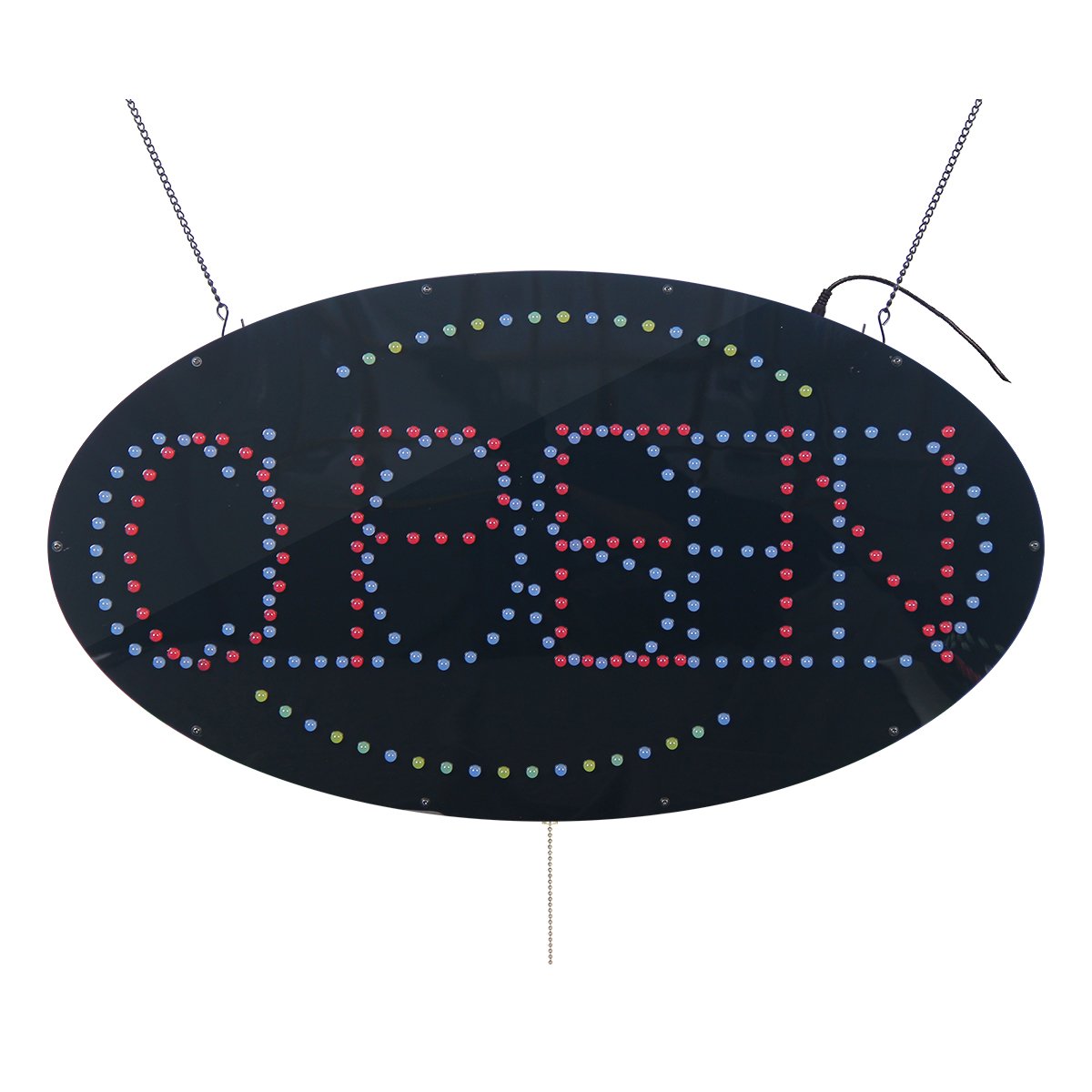 15*27 Inch Oval Shape Super Bright LED Open Closed Sign, Business Shop Advertising Animated Sign Display
