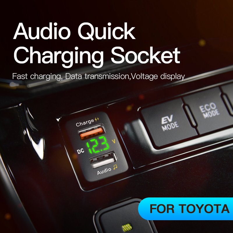 Factory Supply Audio Output for Toyota Corolla Cruise Quick Charge 3.0 2 Port Charger Universal Car Adapter