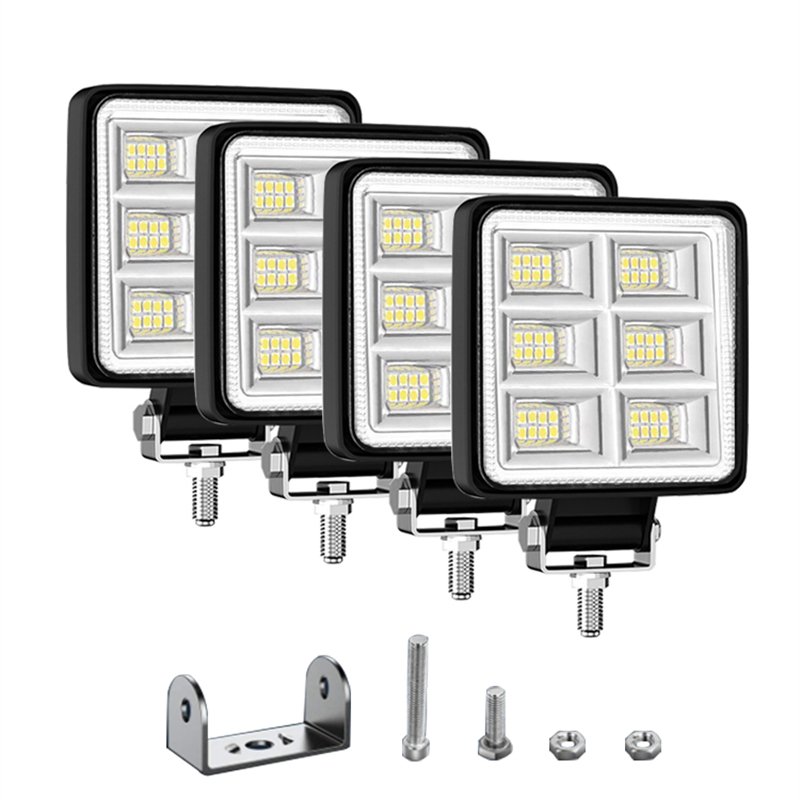 Car Light Assembly 144W 4inch LED Flood Lamps 12v 24v Square LED Work Light for Off Road Truck Bus Boat Fog Light
