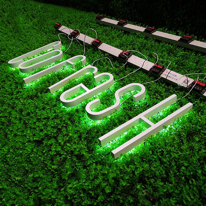 Outdoor Storefront Led Backlit Stainless Steel Illuminated Letter Signage 3D Electrical Shop Name Logo Lighted Sign