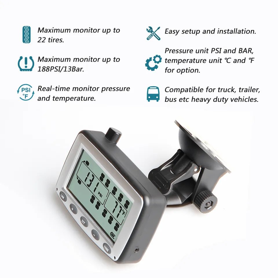 Real Time Truck Tyre Sensor Internal TPMS for Truck 14psi to 800psi GPS 22 Wheels Receiver