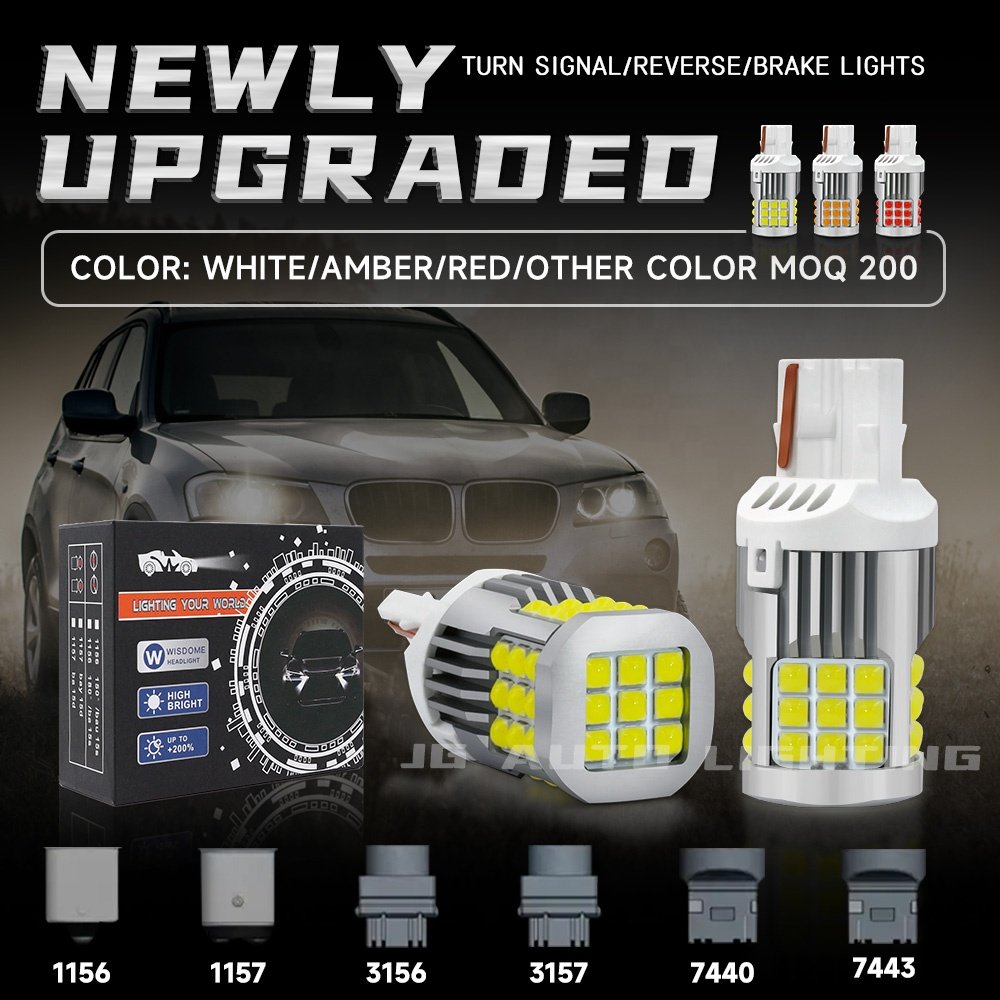 JG New High Power 27w T20 7443 Led Turning Light Bulb Error Free Canbus Car Led Turning Light Bulb No Need External Resistor