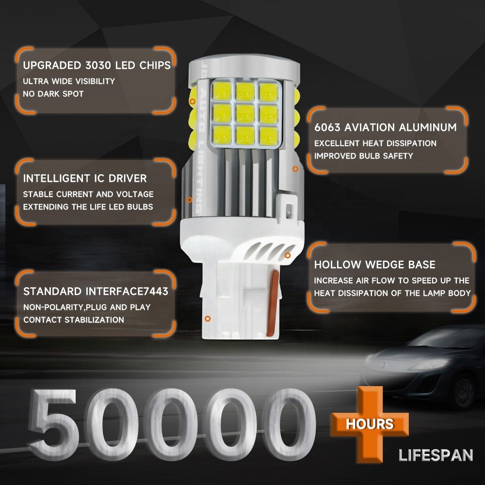 JG New High Power 27w T20 7443 Led Turning Light Bulb Error Free Canbus Car Led Turning Light Bulb No Need External Resistor