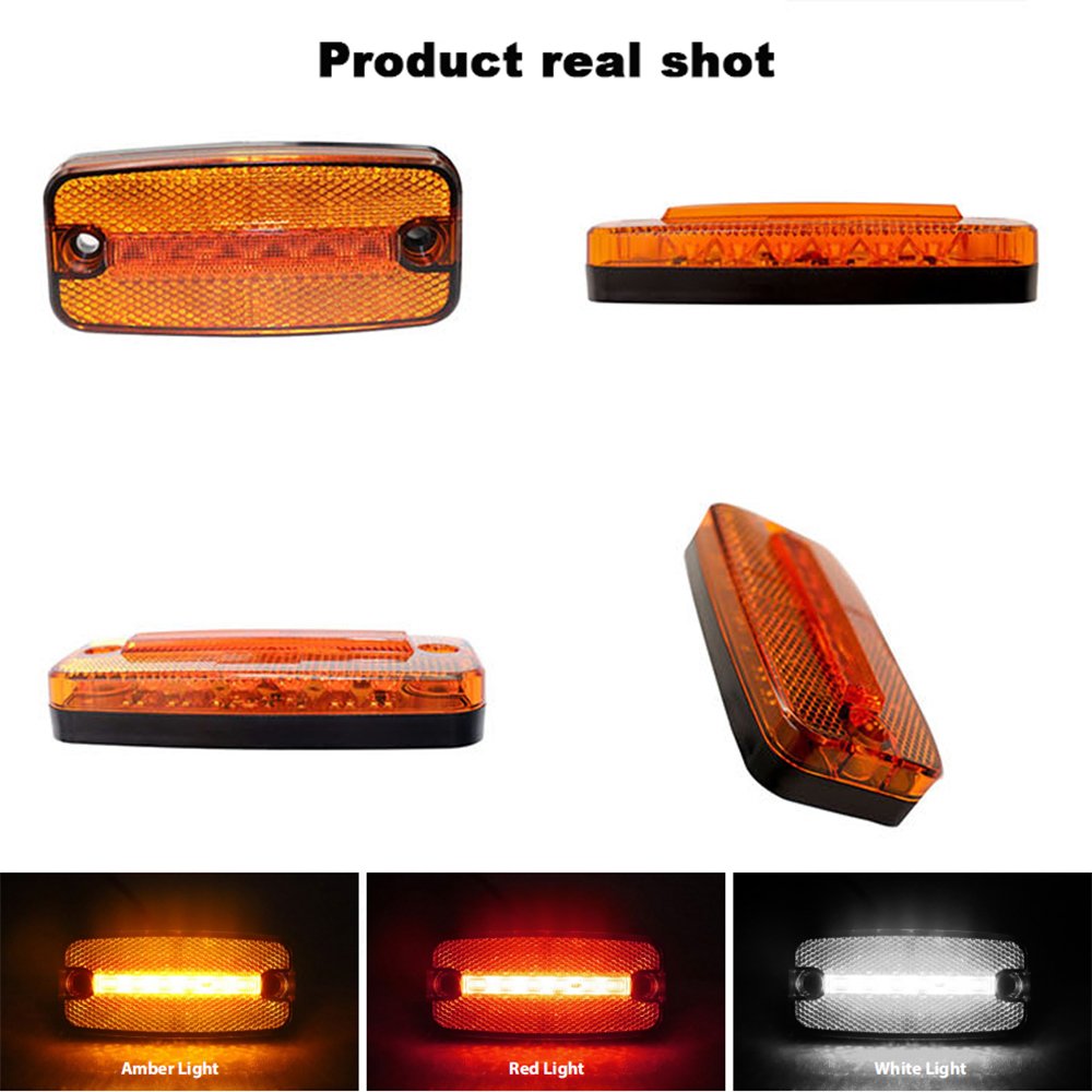 LED Side Marker Light Clearance Lamp 12V 24V ECE Red Amber White Outline Marker Light with Reflector Indicator for Truck Trailer