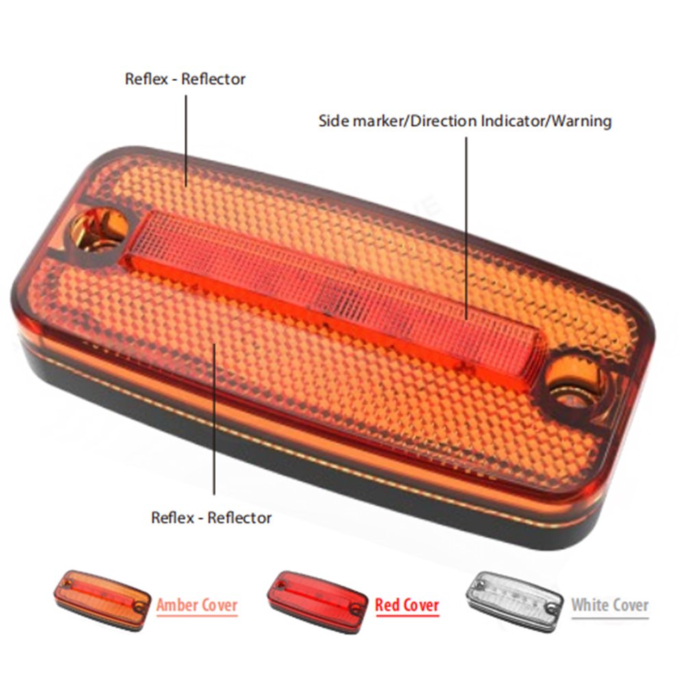 LED Side Marker Light Clearance Lamp 12V 24V ECE Red Amber White Outline Marker Light with Reflector Indicator for Truck Trailer