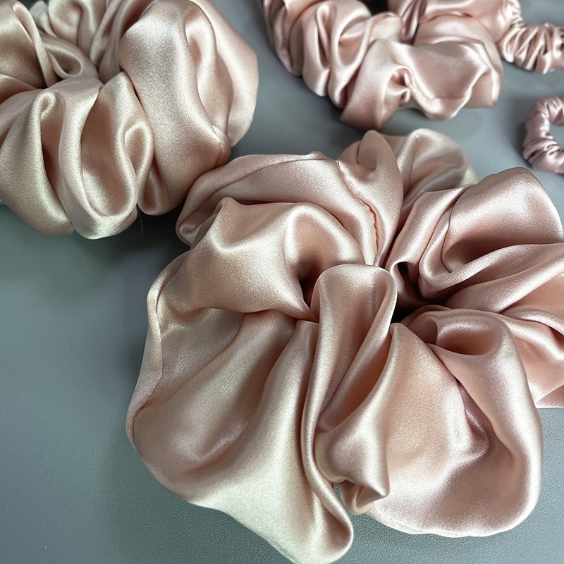16 19 22 Momme 6A Mulberry 100% Silk Scrunchies Elastics Ponytail Holders Hair Ties Ropes Bands Accessories for Women Girls