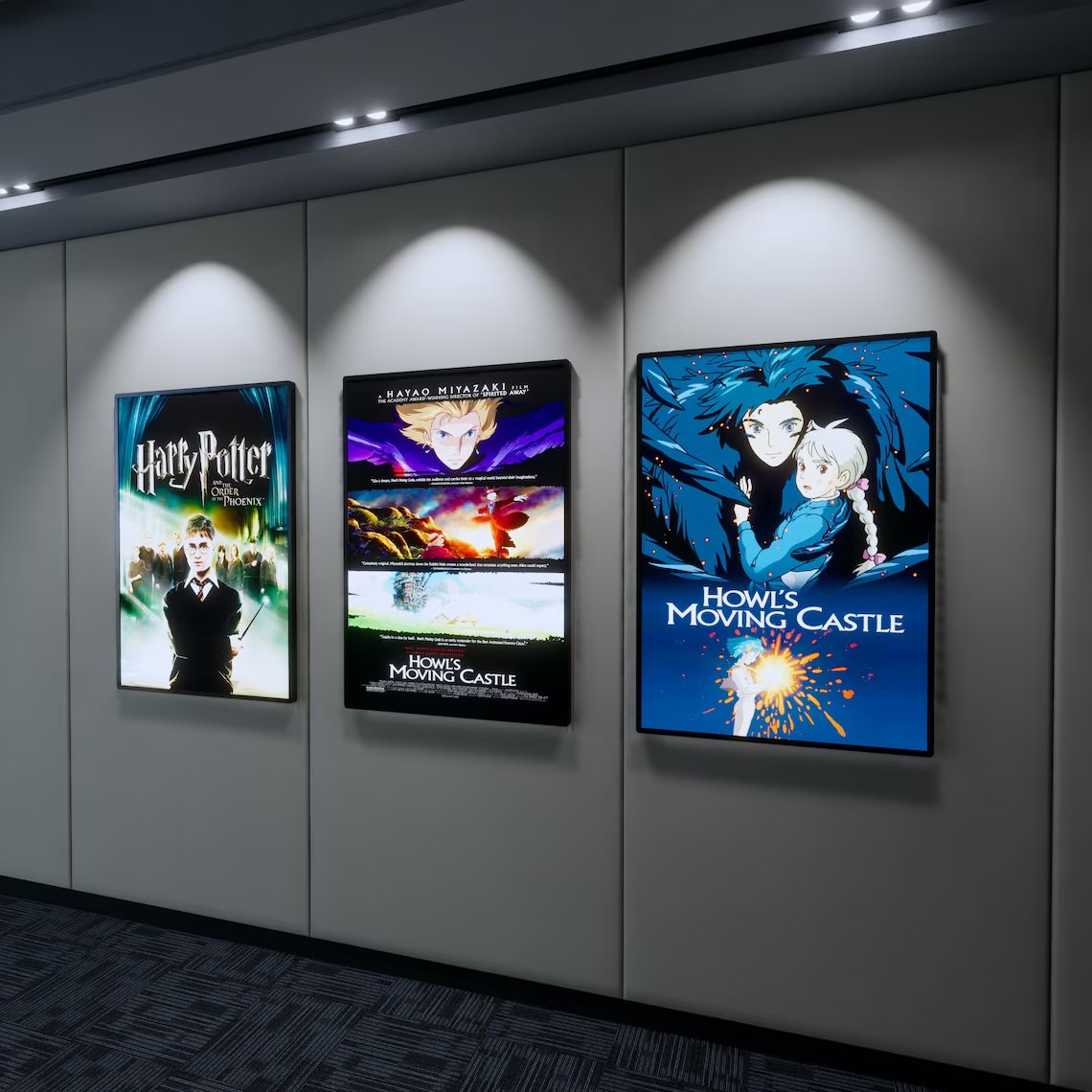 Custom A1A4 Wall Mounted Black/Silver Color Aluminum Lightbox Movie Poster Display Led Light Box