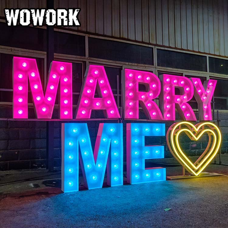 WOWORK Large Led Prom Backdrop 3ft 4ft 5ft Collapsible Neon Marquee Numbers Sign for Wedding Marriage Party Event Decoration