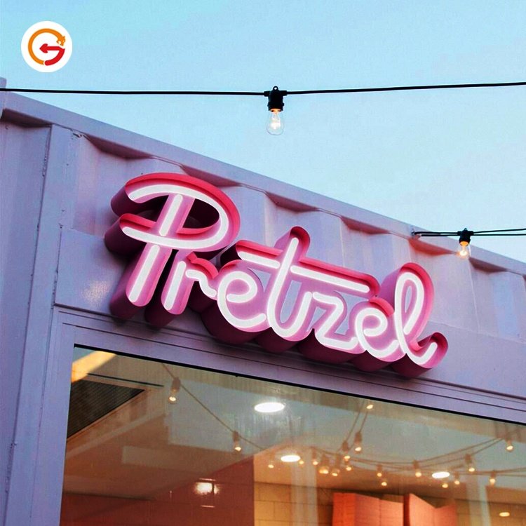 JAGUARSIGN Manufacturer Custom Store Logo Name Neon Sign Letters Outdoor Custom Led Neon Light Sign Stainless Steel Shell