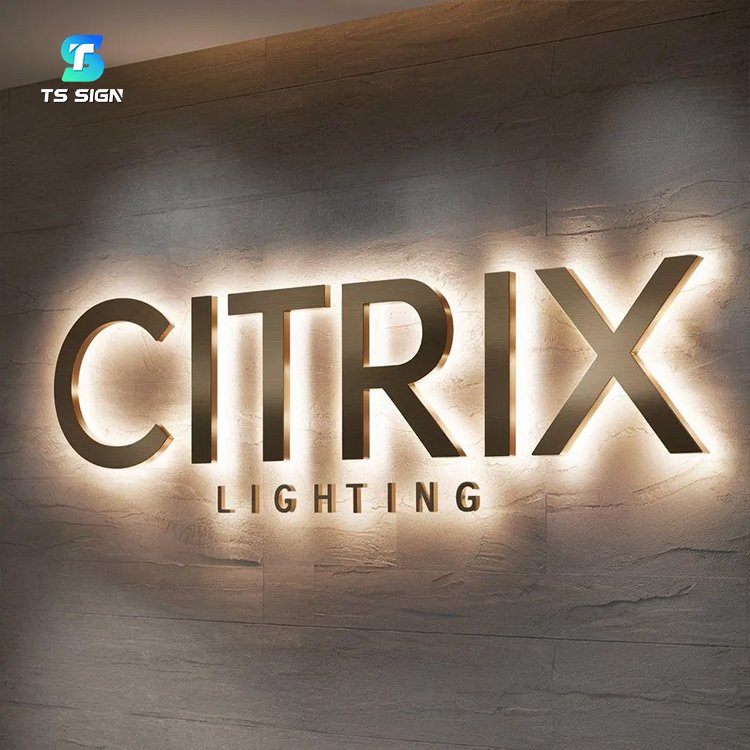 Custom Backlit Channel Letter 3D Backlight Logo Metal Backlit Sign Led Reception Business Sign Outdoor Illuminated Signage