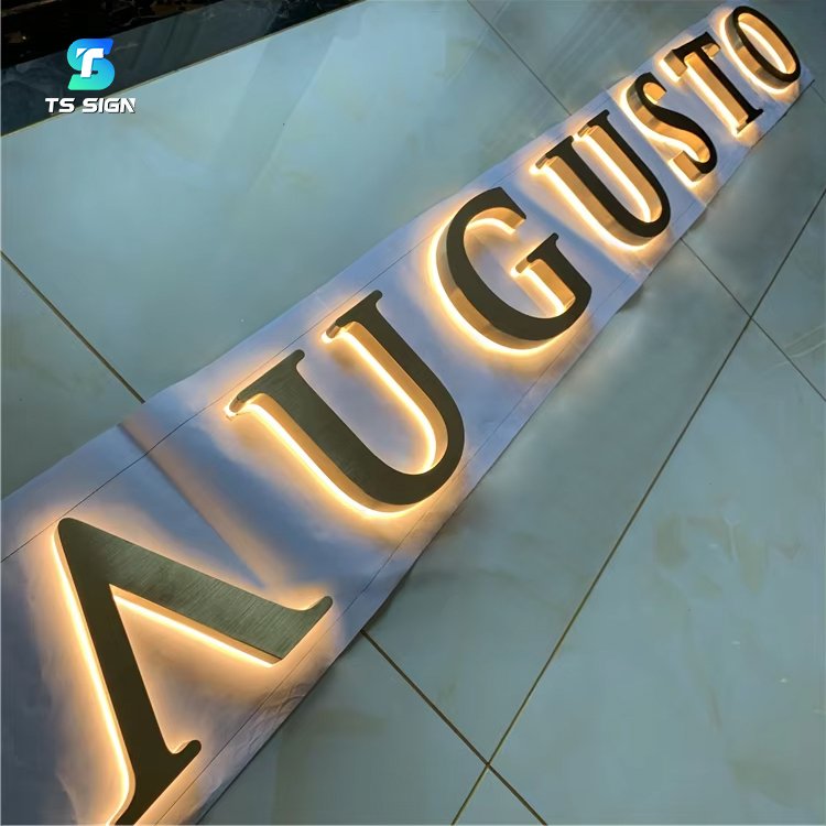 Custom Backlit Channel Letter 3D Backlight Logo Metal Backlit Sign Led Reception Business Sign Outdoor Illuminated Signage