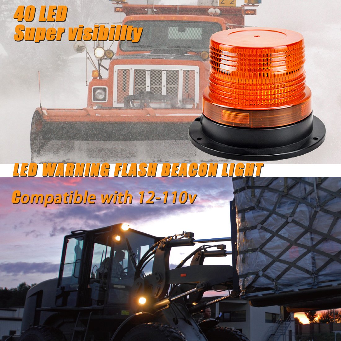 9-32v Rotating LED School Bus Amber Beacon Light with Multi-Flashing Patterns