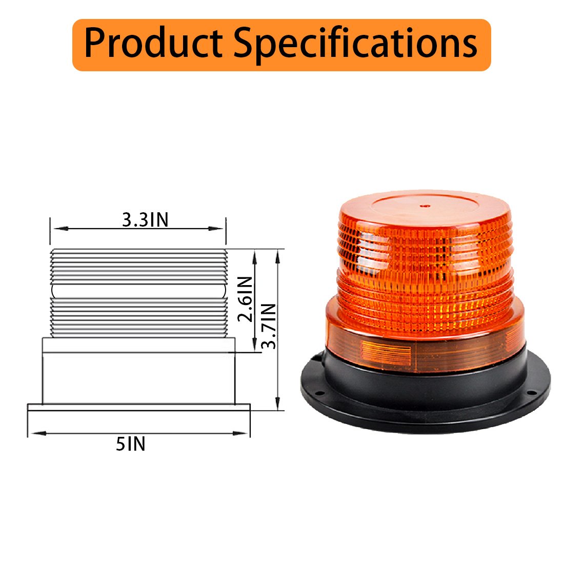 9-32v Rotating LED School Bus Amber Beacon Light with Multi-Flashing Patterns