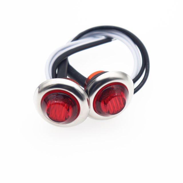 12V 24V 3/4" 12V 0.75 Inch Amber Truck Clearance Marker Side Light Trailer Signal Lamp Indicator With Chrome Rim for School Bus