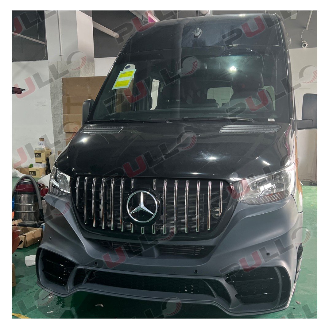 Body Kit Contain Front Bumper Assembly with Grille for Benz Sprinter W906 W907 W910 2018-2020 Upgrade to GT Model