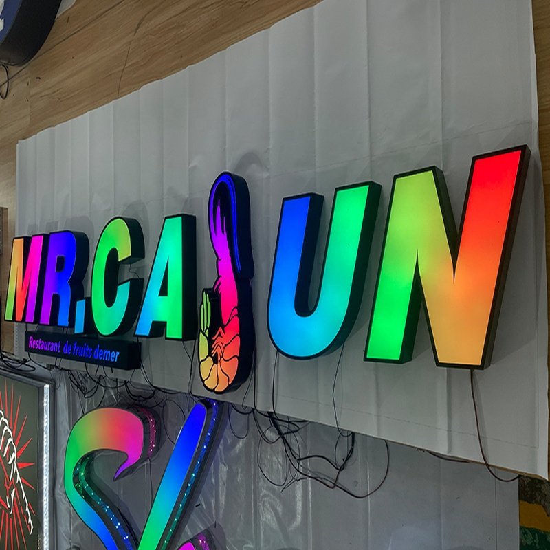 Custom Front Illuminated Outdoor Waterproof Stainless Steel Channel Electronic LED Illuminated 3D Color Changing Letter logo