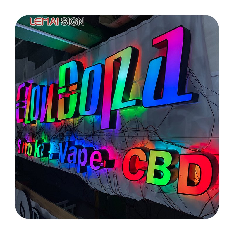 Custom Front Illuminated Outdoor Waterproof Stainless Steel Channel Electronic LED Illuminated 3D Color Changing Letter logo