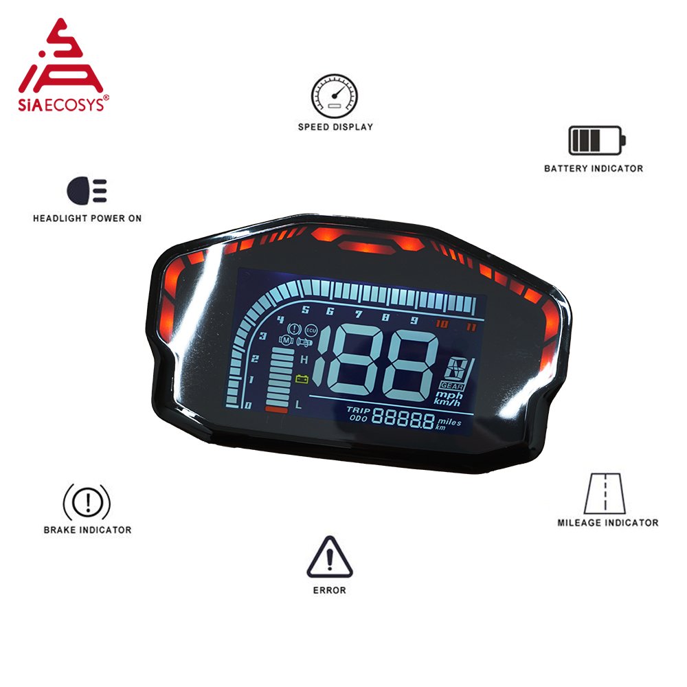 SiAECOSYS New DKD LCD-M Speedometer with LIN/CAN-BUS Optional Communication for Electric Scooter and Motorcycle
