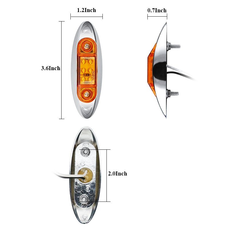 6 LED 12V 24V Truck Bumper Clear Side Marker Lamp Indicator Waterproof IP67 for Truck Tractor Bus Boat