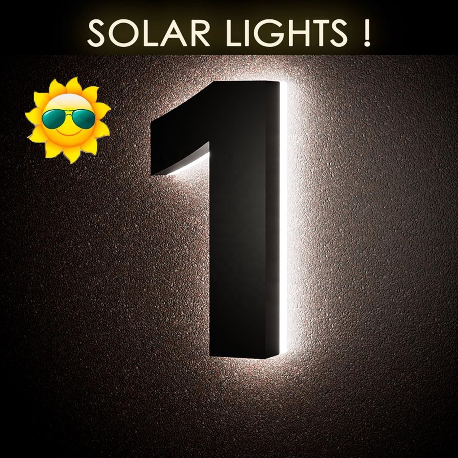 China Verified Factory Solar Panel High Lumen Wall Mounted Metal 3d Solar House Number Light Hotel Door Number