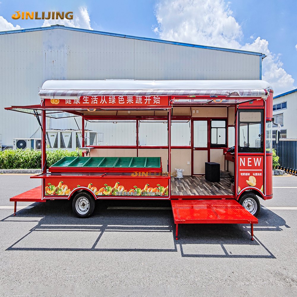 JINLIJING Custom Commercial Fruit Food Van Truck Trailer Bus Street Mobile Food Cart with Wheels