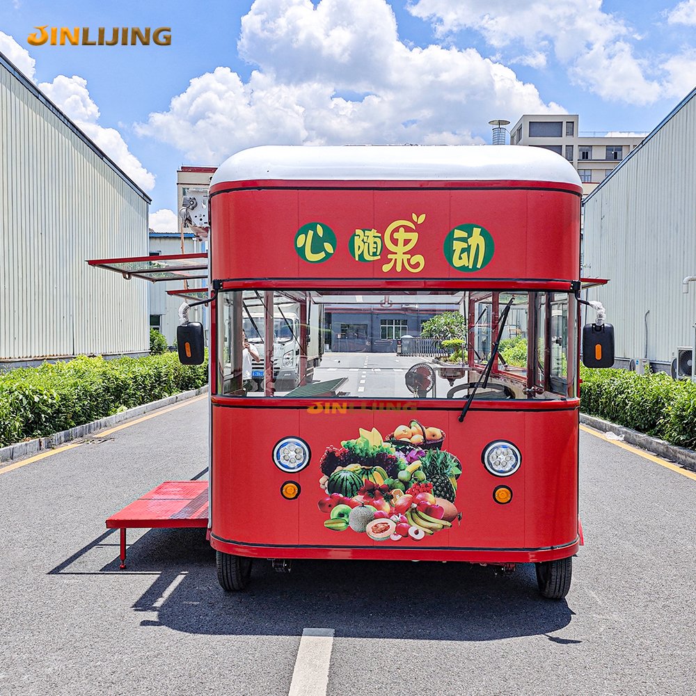 JINLIJING Custom Commercial Fruit Food Van Truck Trailer Bus Street Mobile Food Cart with Wheels