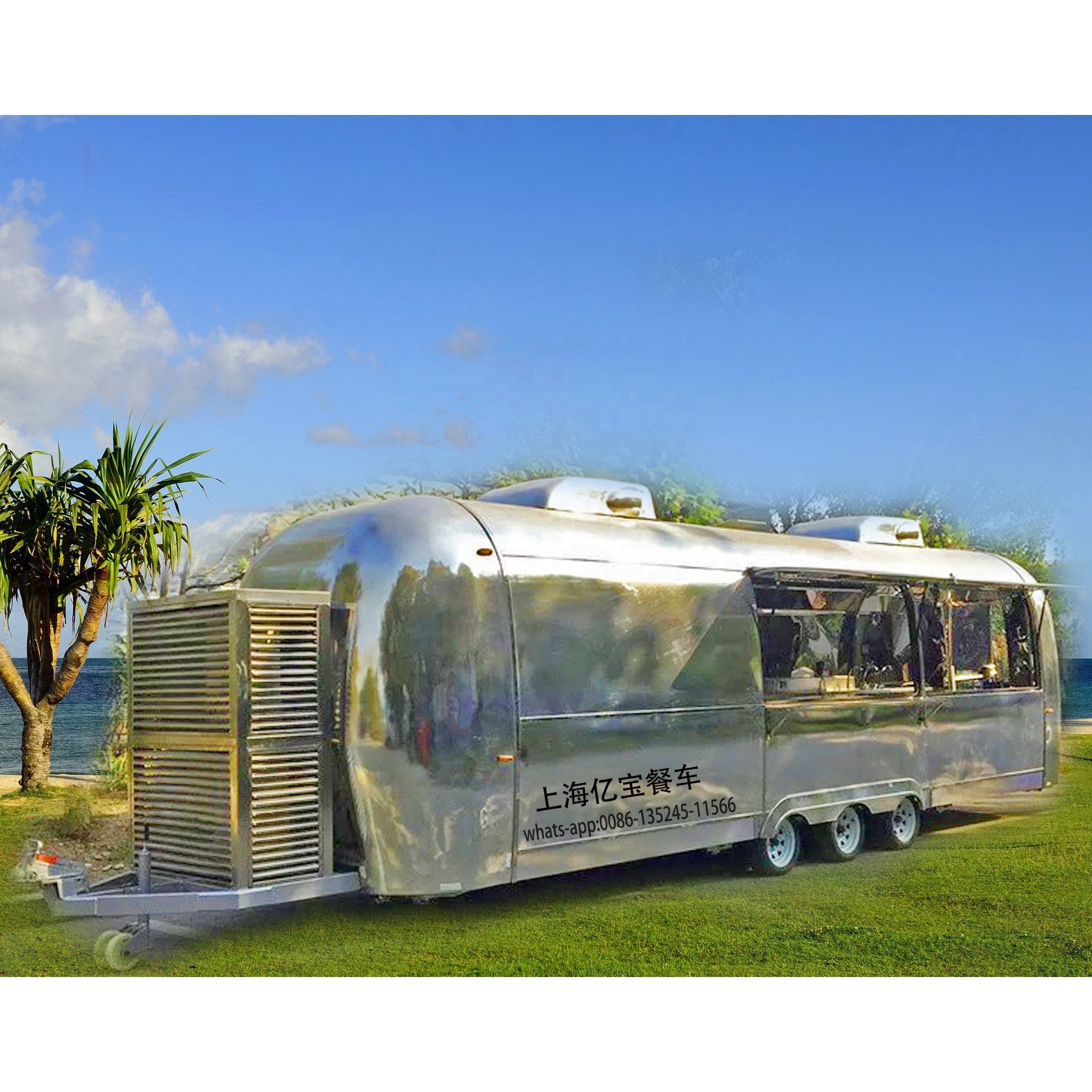 Mobile Food Bus with Application of Food and Drinks Supply in Party Town Fair or City Street Mobile Food Cart