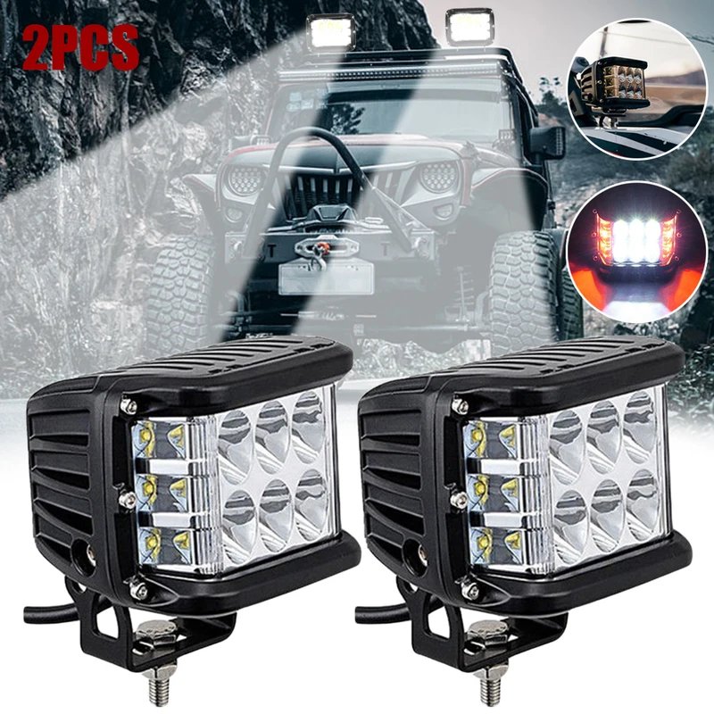 4 Inch Strobe Led Work Light Flood Spot Lights 12-36v 60w Red Blue Flash Super Bright Driving Lamp for Offroad Accessories
