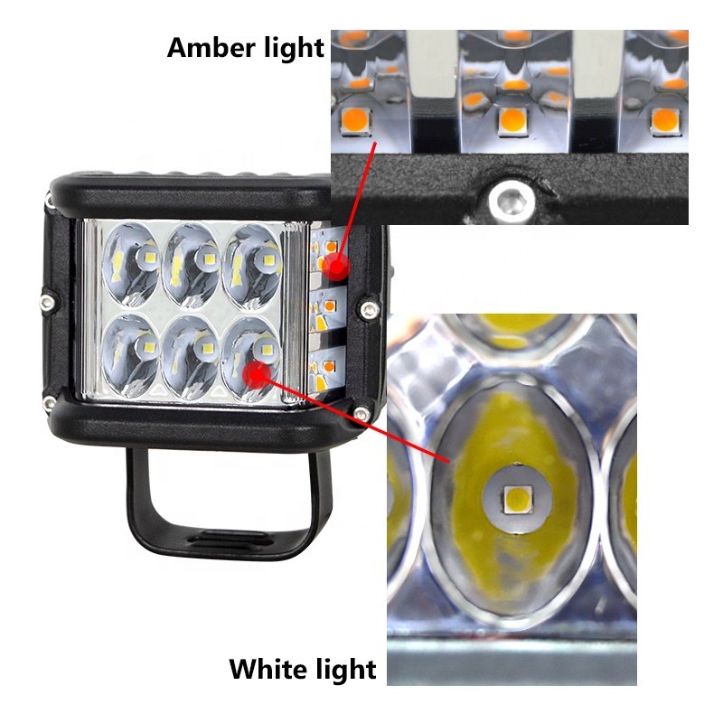 4 Inch Strobe Led Work Light Flood Spot Lights 12-36v 60w Red Blue Flash Super Bright Driving Lamp for Offroad Accessories