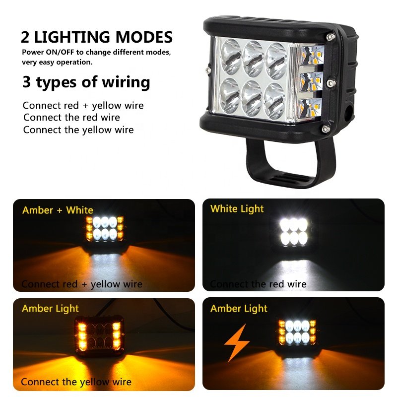 4 Inch Strobe Led Work Light Flood Spot Lights 12-36v 60w Red Blue Flash Super Bright Driving Lamp for Offroad Accessories