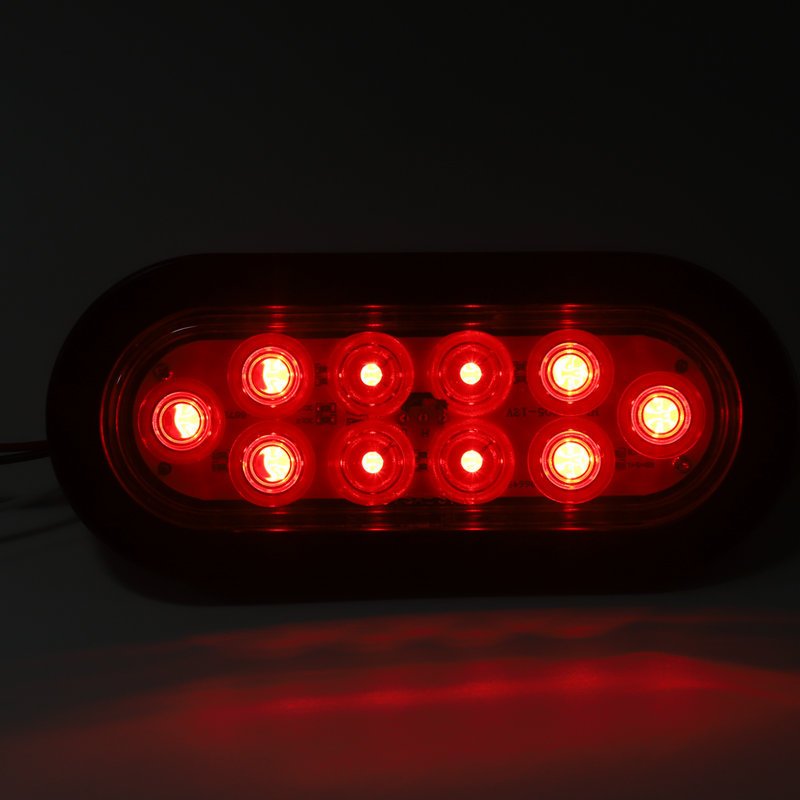 12V 10 Led Oval Tail Light Upgrade Rear Brake Hamburger Signal Lamp for Truck Trailer RV SUV Van Bus Lorry Caravan Tractor