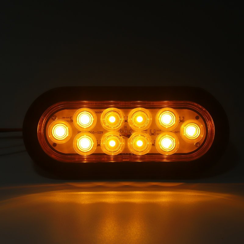 12V 10 Led Oval Tail Light Upgrade Rear Brake Hamburger Signal Lamp for Truck Trailer RV SUV Van Bus Lorry Caravan Tractor