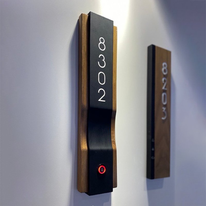 EZD OEM Customized Smart Hotel Touch Signs Door Number Plates LED Light Room Number Signs